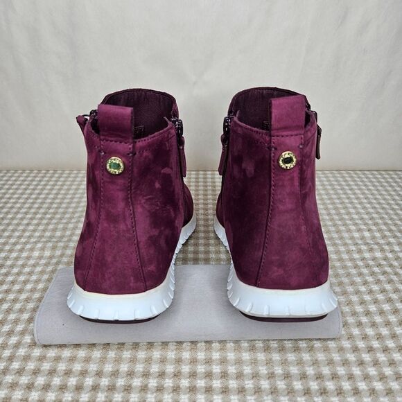 Cole Haan Zerogrand City Waterproof Winetasting Red Nubuck Suede Ankle Booties - Picture 7 of 10